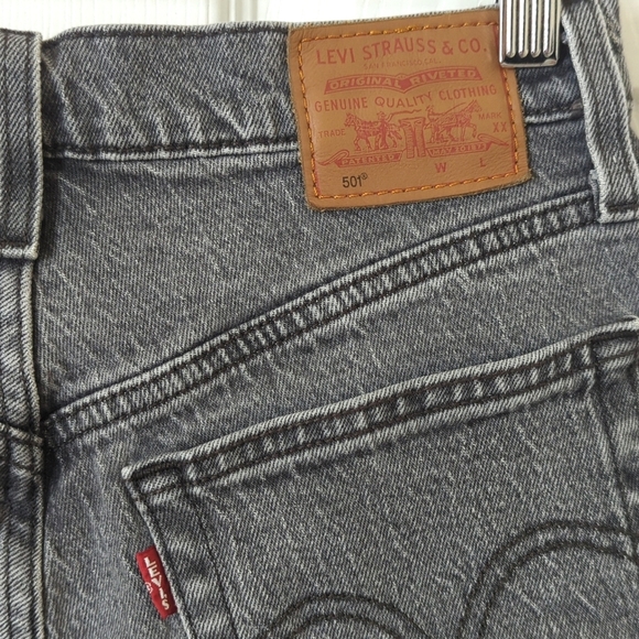 Levi's Premium 501 Classic High Rise Cut Off Raw Hem Button Fly Jean Shorts 25 - Picture 13 of 13